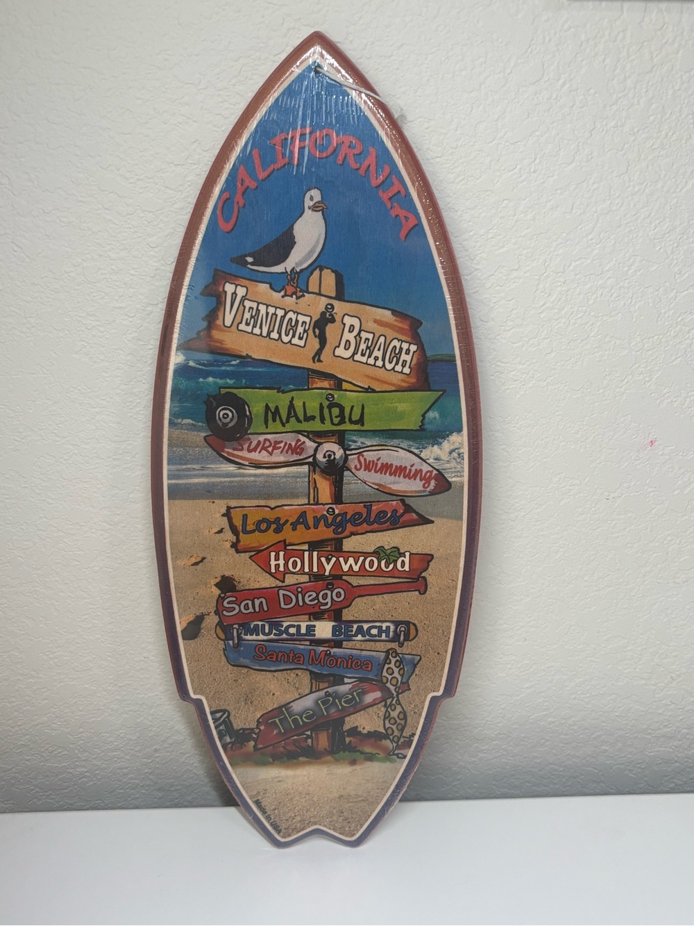 Wooden California Surfboard Decor 19.5 inches